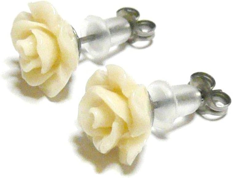 Amazon | 【 花 纏い/小さな 薔薇 】 白珊瑚 の ピアス | ピアス 通販